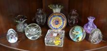 ART GLASS VASES, PAPERWEIGHTS, ETC.