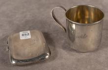 STERLING CIGARETTE CASE AND CUP