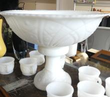 MILK GLASS PUNCH SET