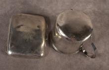 STERLING CIGARETTE CASE AND CUP