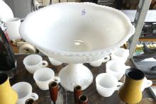 MILK GLASS PUNCH SET
