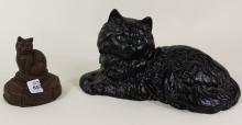 TWO "CAT" DOORSTOPS