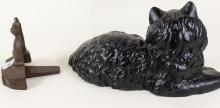 TWO "CAT" DOORSTOPS