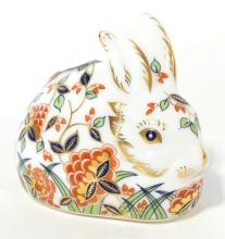 ROYAL CROWN DERBY "MEADOW RABBIT" PAPERWEIGHT