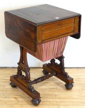 DROP-LEAF ROSEWOOD WELL WORK TABLE