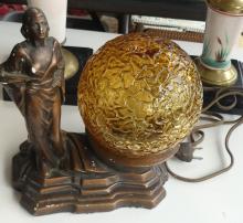 THREE OIL LAMPS AND RADIO LAMP