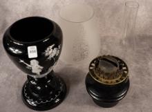 BLACK AMETHYST GLASS OIL LAMP