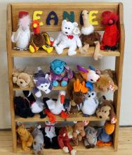 BEANIE BABIES AND SHELF