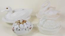 THREE NESTING DISHES AND EASTER EGG`