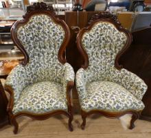 PAIR OF LADIES' AND GENTS' CHAIRS