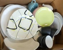 TWO BOX LOTS OF MCM POTTERY DISHES