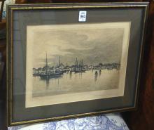 TWO FRAMED ETCHINGS