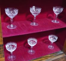 CRYSTAL CARAFE AND WINE GLASSES