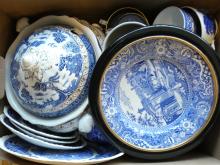 OLD WILLOW AND FLOW BLUE DISHES