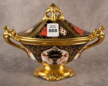 DERBY OVAL FOOTED BOWL WITH LID