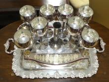 SILVER PLATE GOBLETS, ETC.