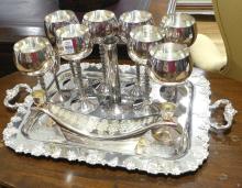 SILVER PLATE GOBLETS, ETC.