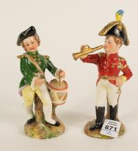 TWO ANTIQUE "MUSICIAN" FIGURINES