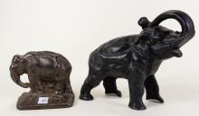 CAST IRON "ELEPHANT" BANK AND BOOKEND