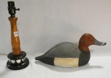 DUCK DECOY AND TROPHY LAMP