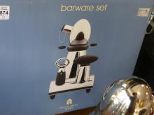 BAR SET, MARTINI SHAKER AND ICE CRUSHER