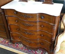 MARBLE TOP DRESSER WITH SWING MIRROR