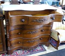 MARBLE TOP DRESSER WITH SWING MIRROR