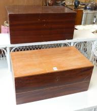 TWO MAHOGANY STORAGE BOXES