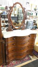 MARBLE TOP DRESSER WITH SWING MIRROR