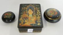 THREE RUSSIAN LACQUER BOXES