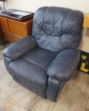 NAVY BLUE LEATHER RECLINER