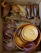 BOX LOT OF MCM WOODEN ITEMS