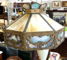 VICTORIAN SLAG-GLASS FLOOR LAMP