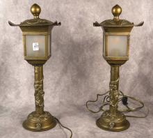 PAIR OF ASIAN "LAMP POST" TABLE LAMPS