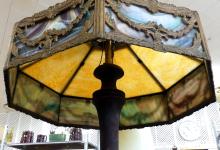 VICTORIAN SLAG-GLASS FLOOR LAMP