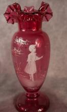 FOUR PIECES OF MARY GREGORY GLASS