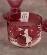 FOUR PIECES OF MARY GREGORY GLASS