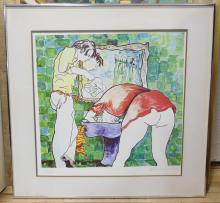 TWO OIL PAINTINGS AND PRINT