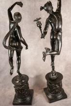 MERCURY AND FORTUNA BRONZE SCULPTURES