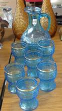 PAIR OF DECANTERS AND BEVERAGE SET BY EMPOLI