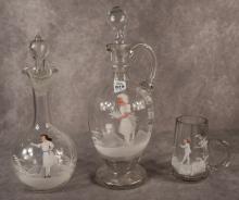 THREE PIECES OF MARY GREGORY GLASS