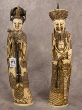 PAIR OF LARGE CHINESE IVORY CARVINGS