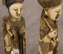 PAIR OF LARGE CHINESE IVORY CARVINGS