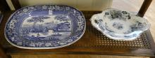 ANTIQUE PLATTER AND COMPOTE