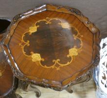 INLAID COFFEE AND LAMP TABLE SET