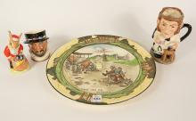 DOULTON PLATE, JUGS & FIGURINE