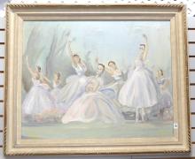 FRAMED "BALLERINAS" OIL ON CANVAS