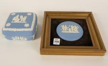 WEDGWOOD TRINKET BOX AND PLAQUE