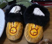 MOCCASINS, BASKET AND DOLL