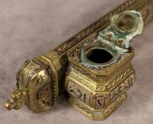 MIDDLE EASTERN BRASS INKWELL QALAMDAN